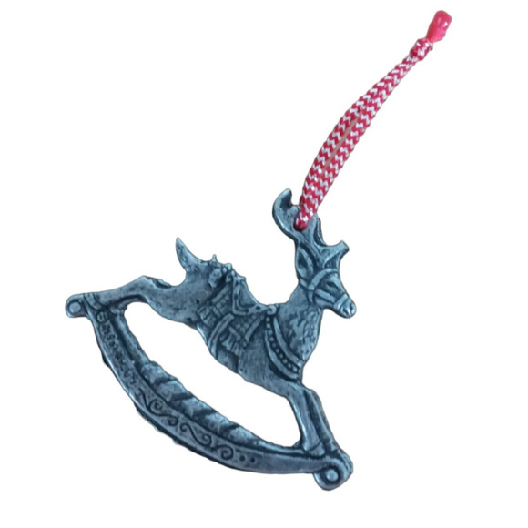 Vintage Pewter Rocking Horse Reindeer Ornament Rare Christmas Tree Decor Gift - Picture 13 of 13